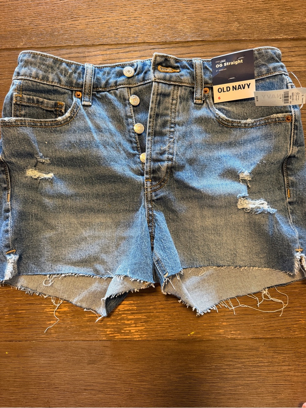Old Navy Light Blue Distressed High-Rise Denim Shorts